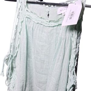 Mable Light Green Lace Trim Blouse